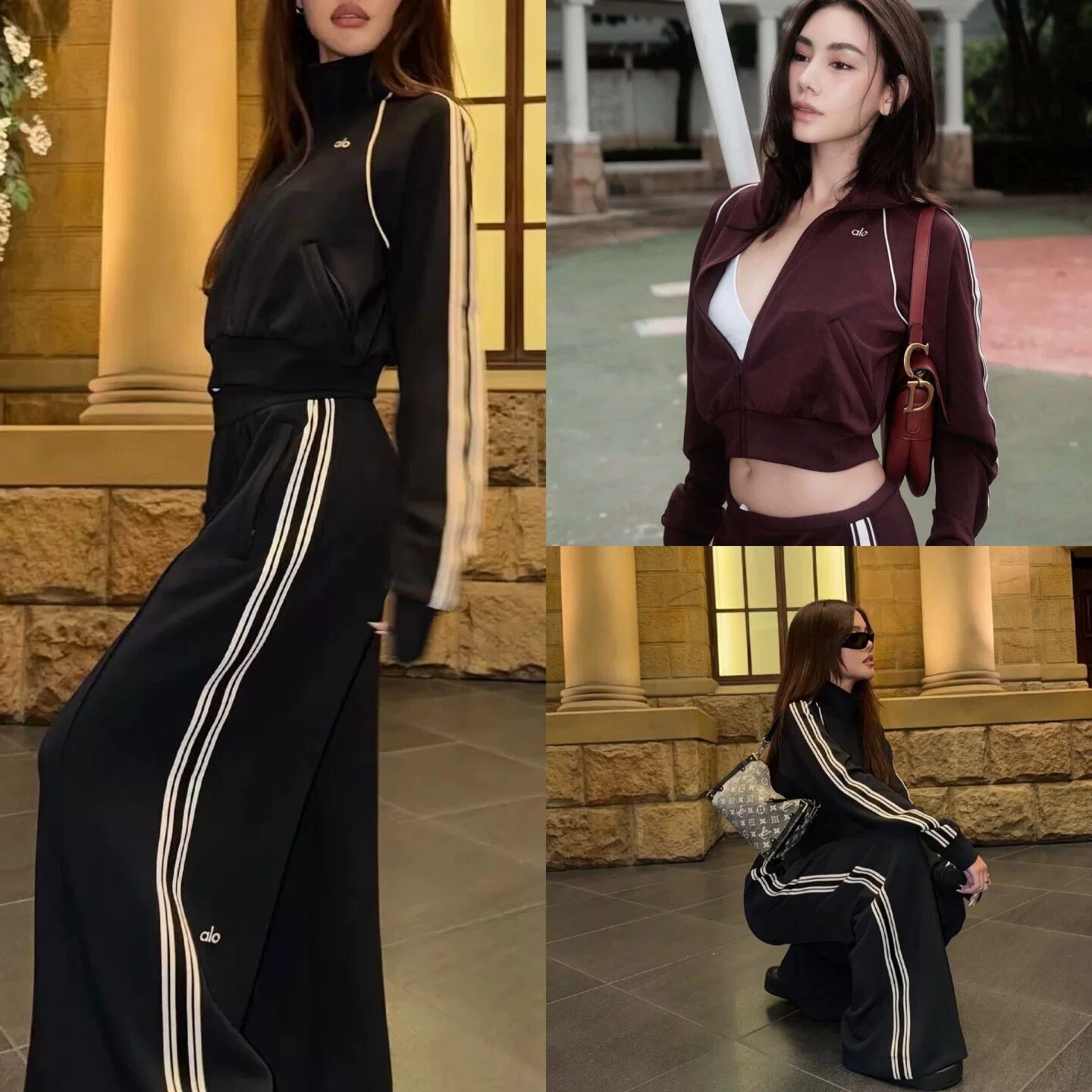 加拿大正品alo立领瑜伽运动上衣外套夹克长裤休闲时尚套装女