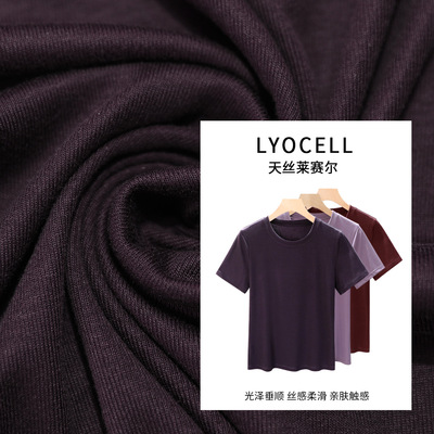 2025莱赛尔天丝面膜T夏季新款圆领弹力气质显瘦简约短袖打底衫女