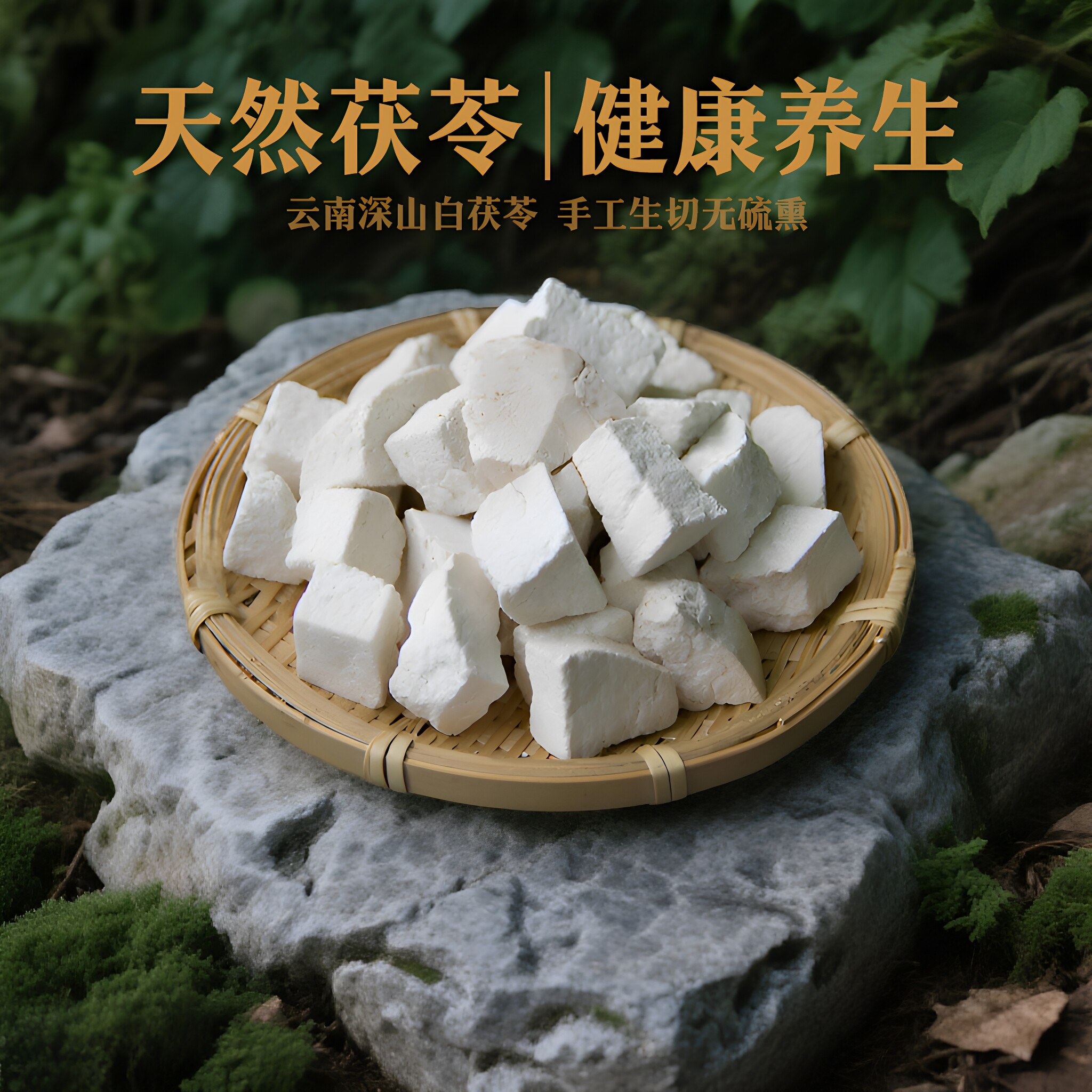 正宗云南白茯苓中药材手工切茯苓块无硫干货茯苓500g装克泡茶煮粥