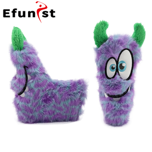 高尔夫推杆套保护套L型可爱卡通毛绒怪兽款 磁吸开合一字型球杆套