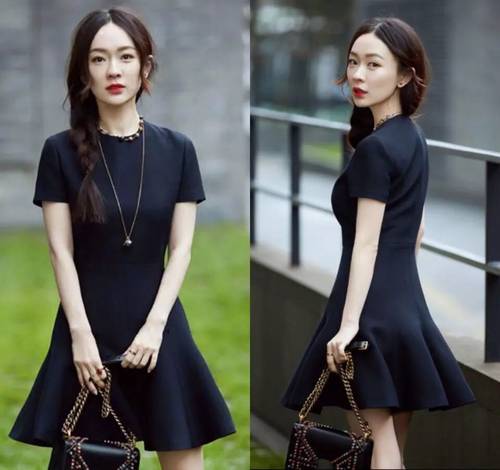 霍思燕收腰显瘦修身小礼服连衣裙