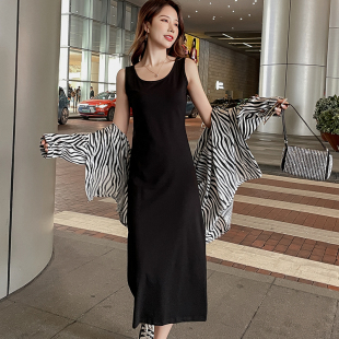 黑色吊带连衣裙女春夏2026新款长裙修身显瘦背心裙内搭打底裙长款