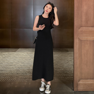 赫本小黑裙 背心裙修身 黑色吊带连衣裙女垂感2026春夏新款 长裙无袖