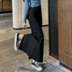 春秋半身裙女黑色直筒半身长裙开叉2025新款 高腰显瘦配西装 小黑裙