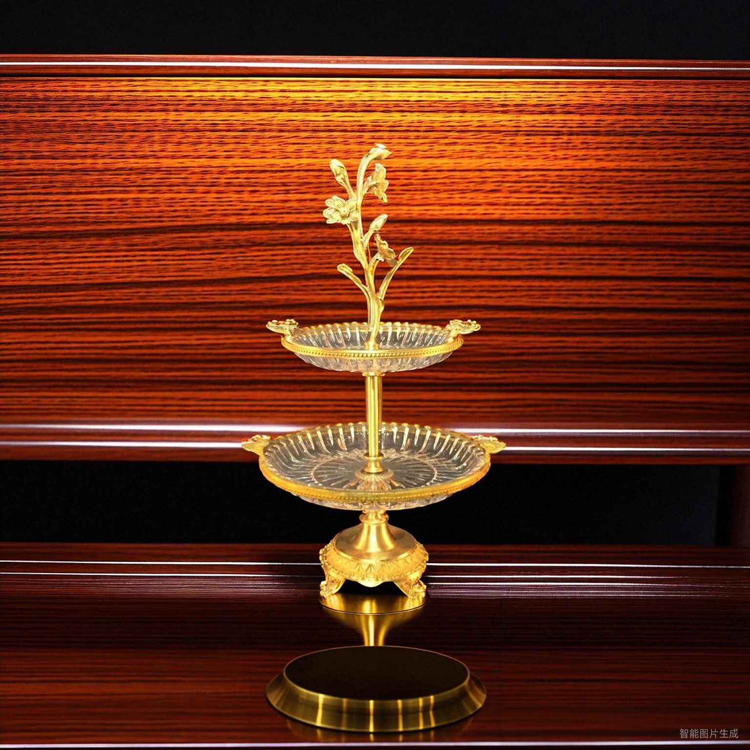 多層水果盤擺件家居純銅工藝品