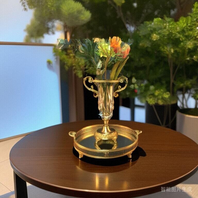 纯铜托盘镜面糕点客厅收纳酒店