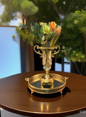 纯铜托盘镜面糕点客厅收纳酒店