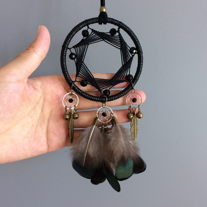 日本代购七芒星守护平安汽车挂件羽毛车内挂饰创意捕梦网情侣礼物