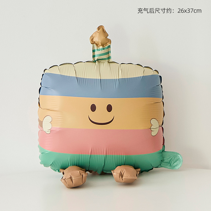 ins哑光坐立蛋糕小熊气球生日派对布置装饰拍照道具卡通宝宝周岁