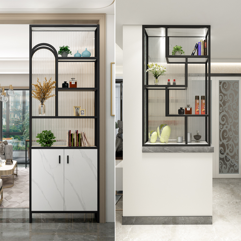 现代简约铁艺玻璃隔断柜