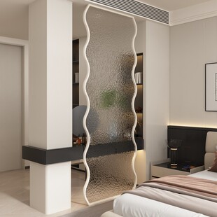 轻奢卧室玻璃隔断主卧厕所门对床隔断屏风梳妆台玻璃隔断屏风