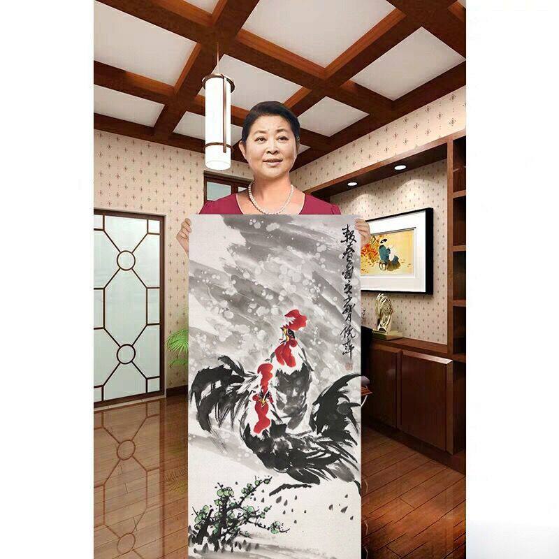 临摹节目主持人倪萍三尺精品手绘花鸟作品客厅装饰画收藏品赠证书