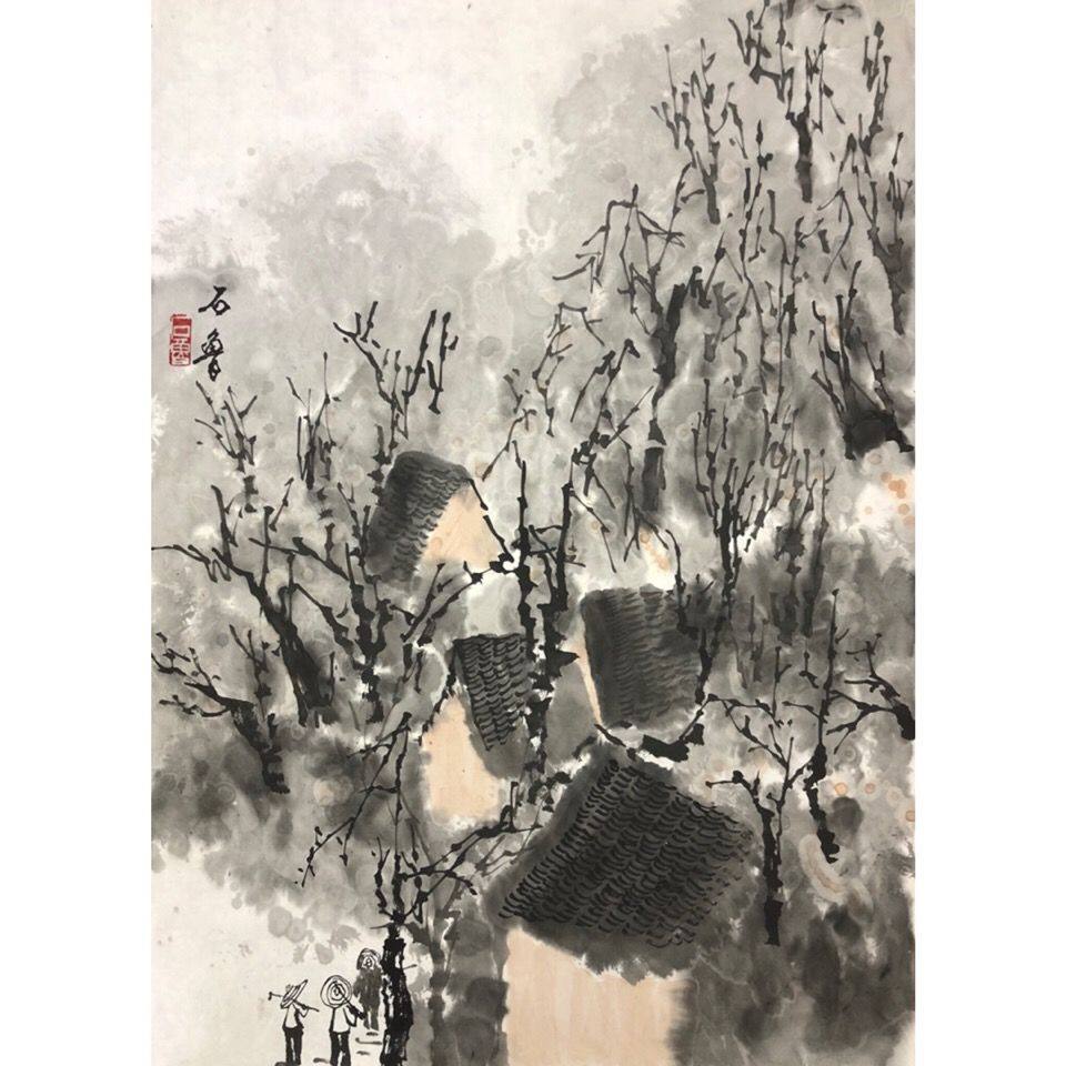 临摹石鲁山水画作品精品长安画派名家书画装饰画居家收藏升值传家