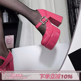 原创防水台朋克辣妹粗跟圆头单鞋 天使圆舞曲 女 superpink 清仓