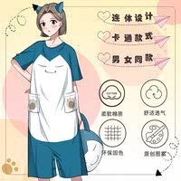 Summer pure cotton short-sleeved Japanese-style cute anime cartoon one-piece pajamas for boys, girls, students and couples, loose thumbnail 4