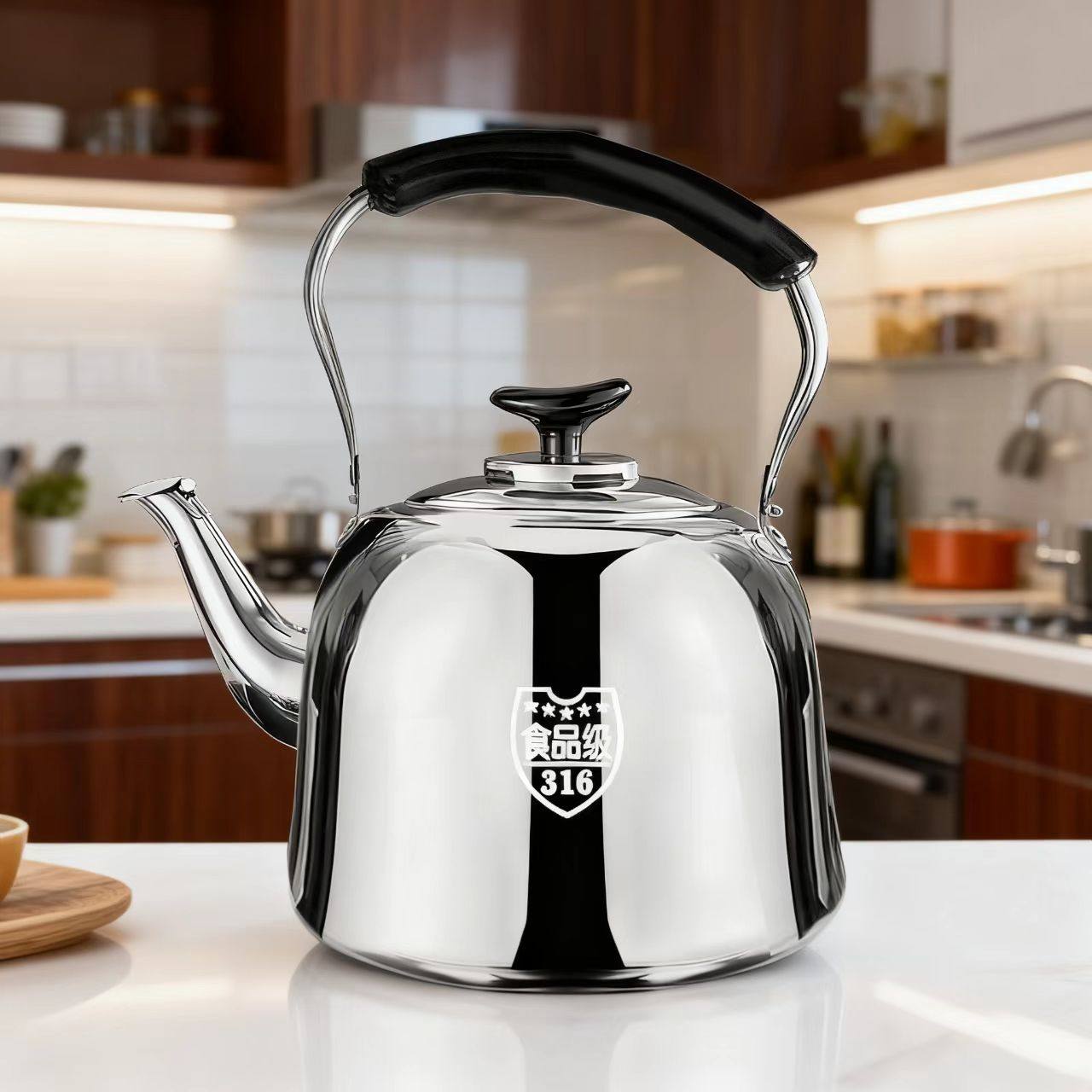 特厚316不锈钢烧水壶大容量鸣音鸣笛水壶明火煤气燃气电磁炉通用