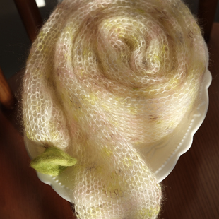 原创设计 朦胧马海毛开花围巾 莫奈花园系列 像一场美梦