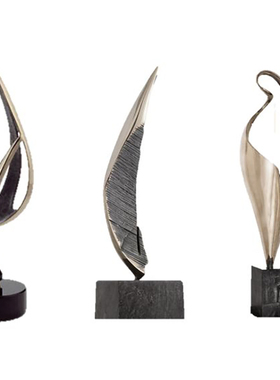 电镀轻奢抽象异形竖向摆件雕塑定制酒店别墅玻璃钢现代软装饰品