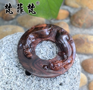 已出 梵菲梵 海南黄花梨螭龙挂件紫油梨老料鬼脸眼螭虎吊坠