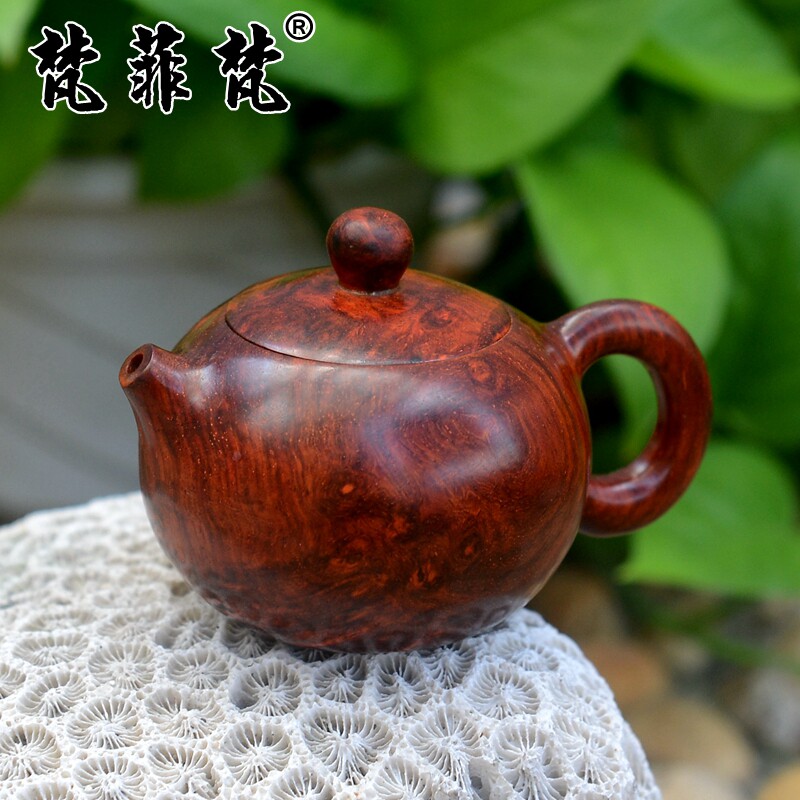 梵菲梵 正宗印度小叶紫檀西施壶瘤疤瘿子金星老料手把件摆件乳壶