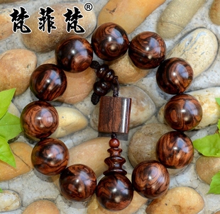 鬼脸鬼眼山水纹手链 海黄油梨 梵菲梵 海南黄花梨1.9cm手串