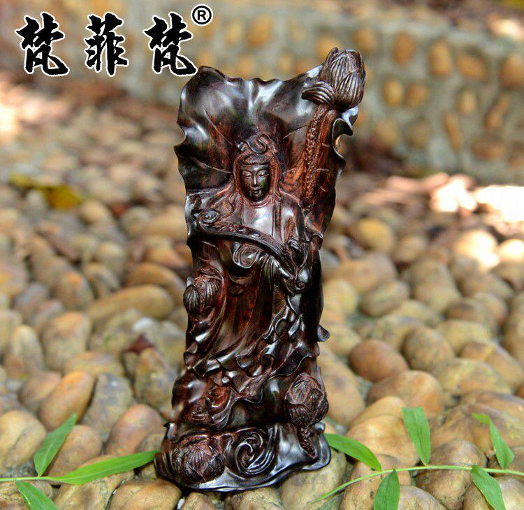 梵菲梵 海南黄花梨观音菩萨摆件超紫油梨海黄鬼脸老料(已出)