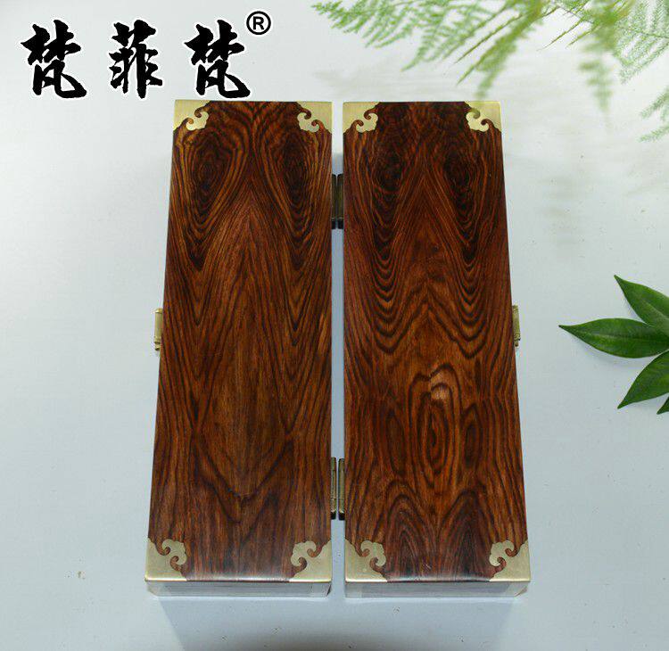 梵菲梵 海南黄花梨状元盒鬼脸鬼眼虎皮纹海黄蝴蝶纹储物盒子摆件