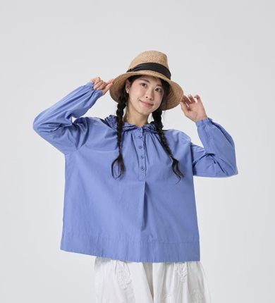 韩国2 story giny(现货)三层花瓣领纯棉衬衫