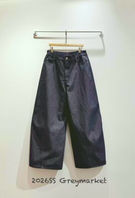 韩国Greymarket (现货)蝴蝶结家 弯刀拼接斜线阔腿裤