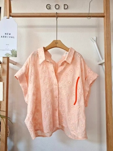 开胸衫 翻领镂空短袖 现货 韩国God