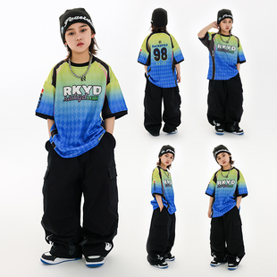 RACKETYLD街舞潮牌儿童潮服男童嘻哈风炸街hiphop街舞童装 夏 套装