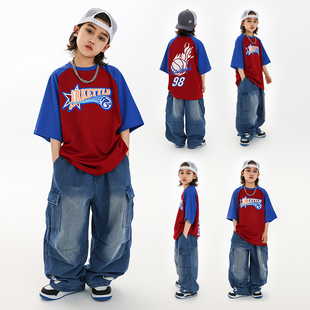 RACKETYLD街舞儿童潮服男童嘻哈风童装 女孩夏 炸街酷帅hiphop套装