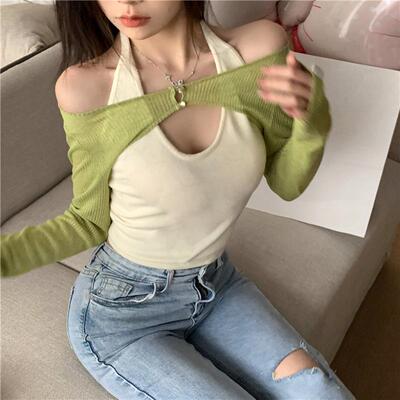 通勤罩衫女设计感纯色短款截断式