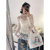 设计感打底上衣ins 小白花气质蕾丝镂空微修身 韩国东大门夏季 新款