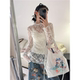 设计感打底上衣ins 小白花气质蕾丝镂空微修身 韩国东大门夏季 新款