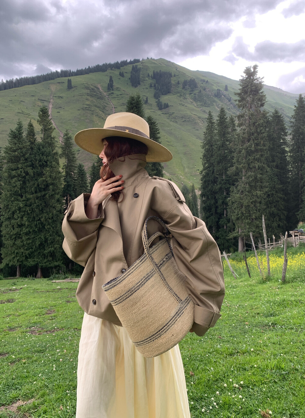 双排扣立领风衣夹克宽松外套女