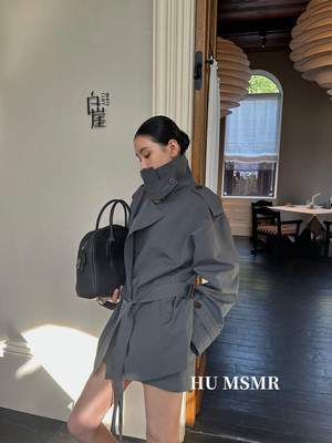 韩版宽松休闲百搭立领风衣短外套