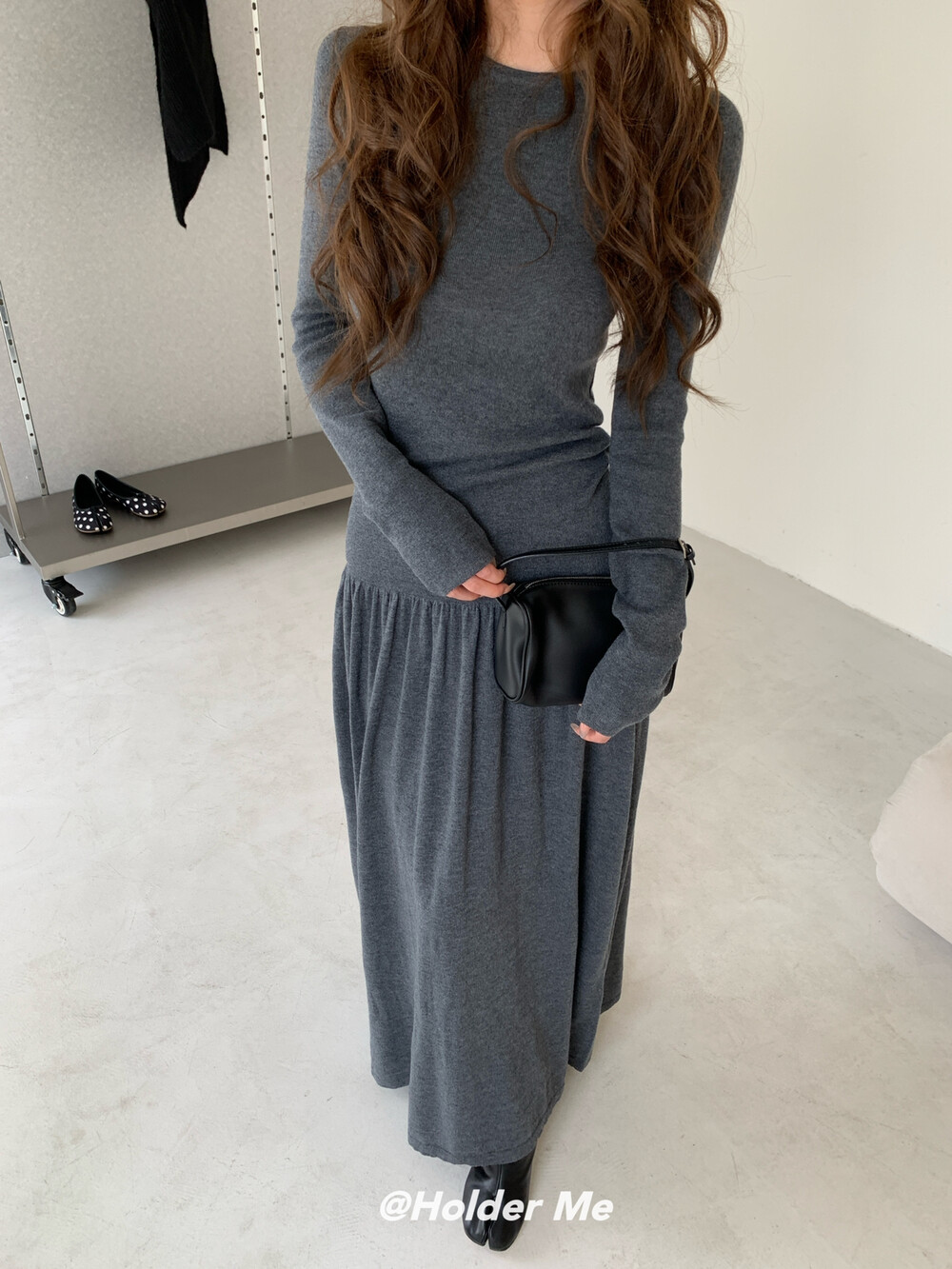 显瘦针织衫高腰半身长裙两件套女