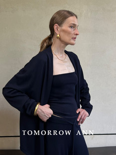 2025早秋新款TOMORROW正品简约羊毛中长款披肩外套百搭针织开衫女