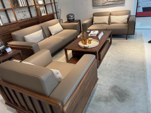 赖氏家具北美黑胡桃木良设系列真皮沙发专柜正品