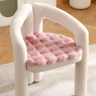 马蹄形兔毛绒椅子垫加厚沙发坐垫奶油风梳妆椅垫餐椅美甲久坐屁垫