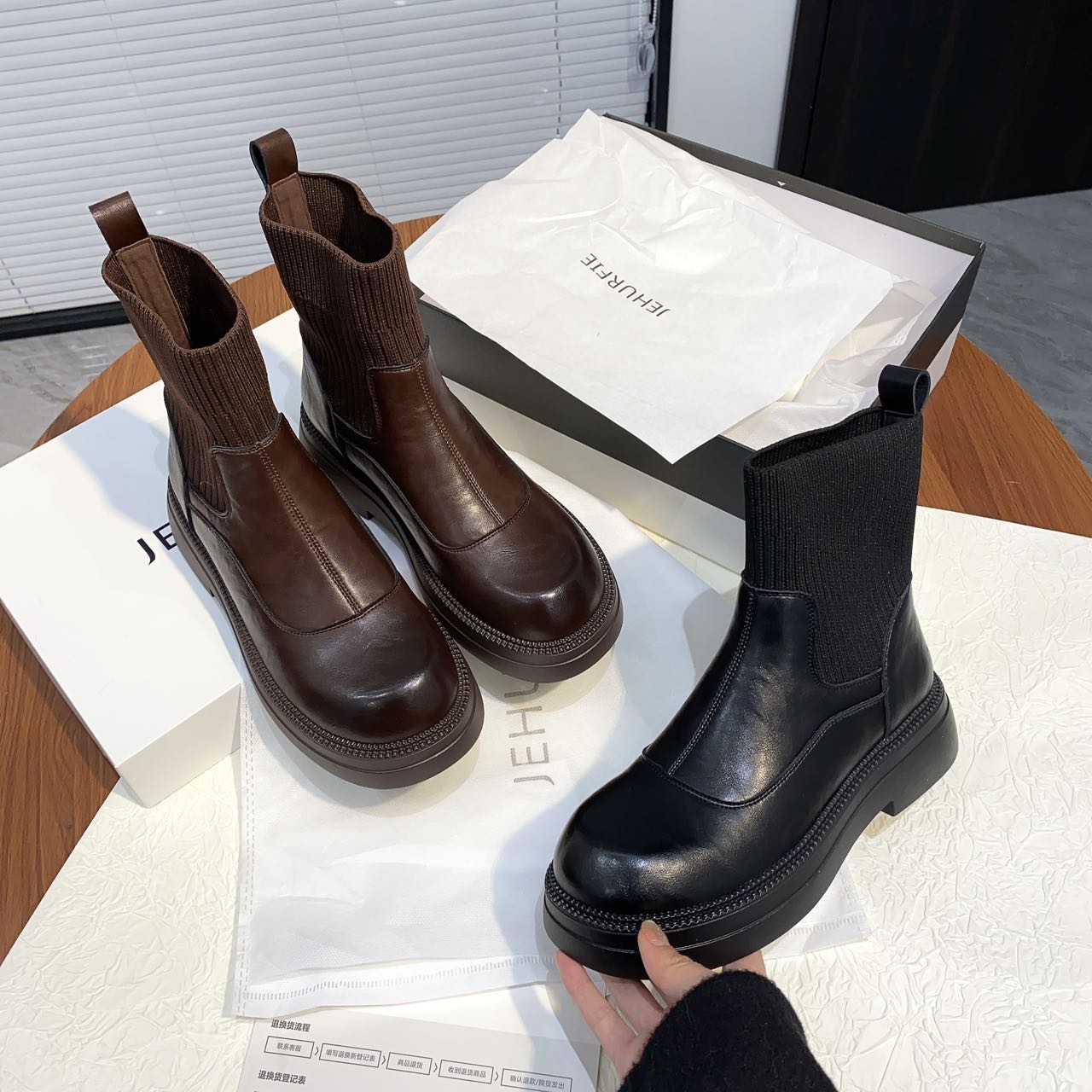 【断码福利】冬季女士英伦瘦瘦袜子靴AB23687