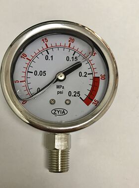 Zyia 压力表 yn-60 yn-63 径向 0-0.25mpa 35psi 螺纹ZG1/4 60mm