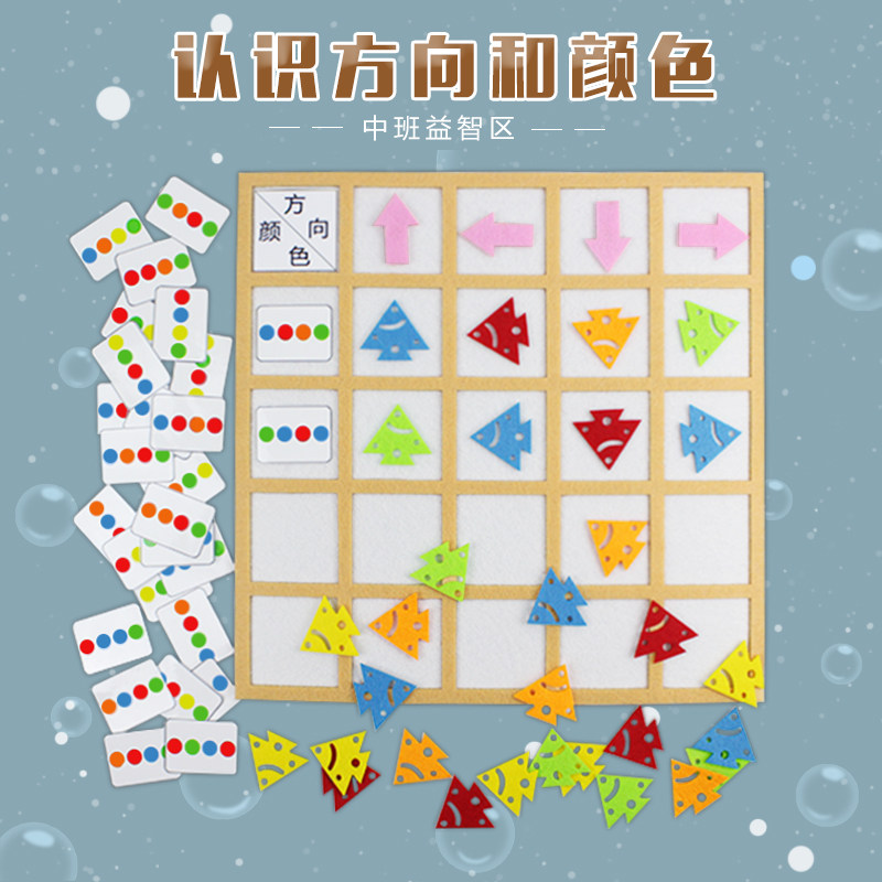 幼儿园益智区域手工玩教具逻辑训练桌墙面游戏认识方位方向和颜色