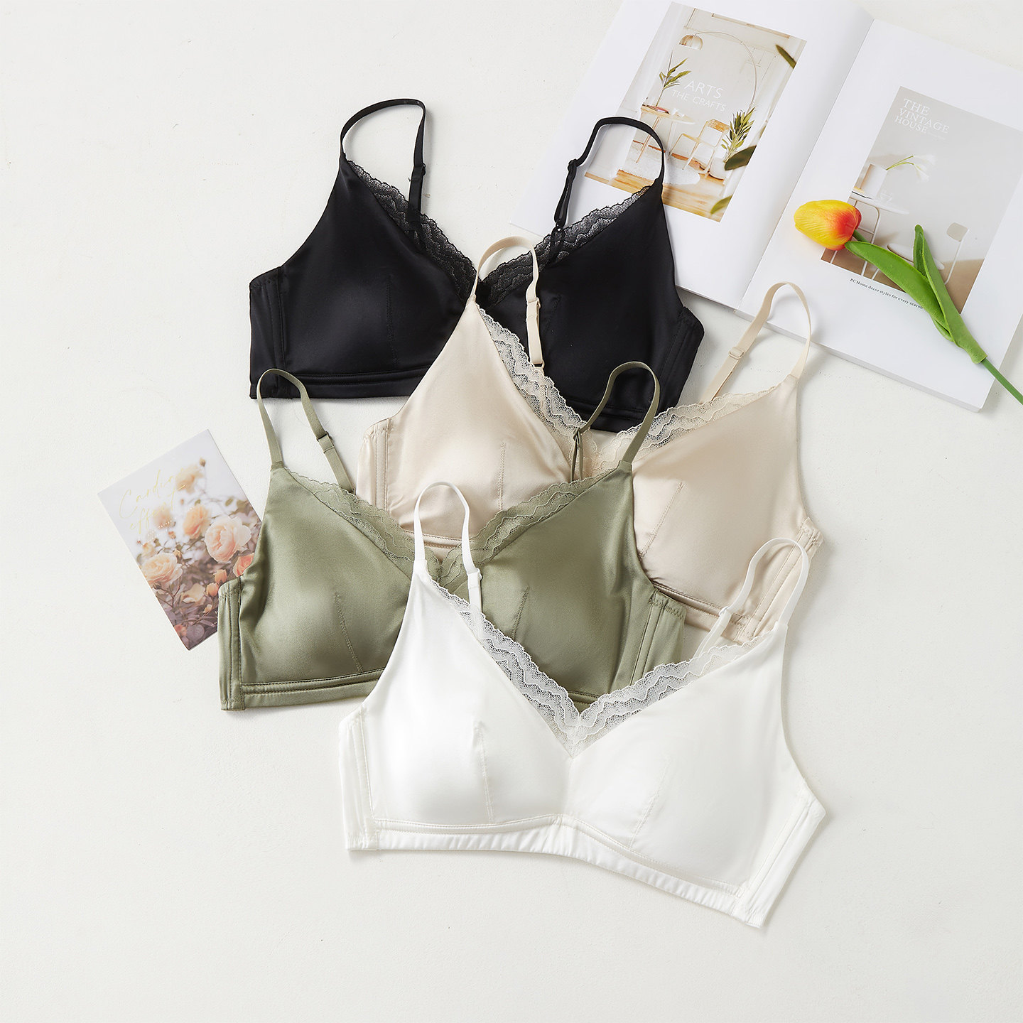 透气纯色真丝内衣无真丝大胸显小