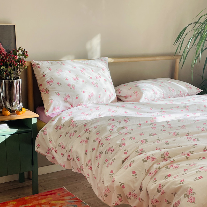 小碎花A类针织棉亲肤裸睡四件套粉色花朵床单床笠款纯棉儿童床品,床上用品,床品套件/四件套/多件套,淘宝优惠券,粉丝福利购,淘宝优惠卷
