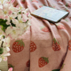 春夏A类纯棉纱布厚床单不皱粉色草莓儿童全棉盖毯卧室床盖空调毯