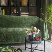 复古绿大尺寸沙发毯厚实耐磨防猫抓法式 单双人雪尼尔沙发巾全盖