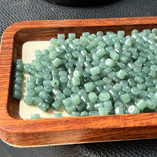 翡翠珠子 天然翡翠小桶珠危料蓝水散珠老型珠玉珠手链项链DIY配珠