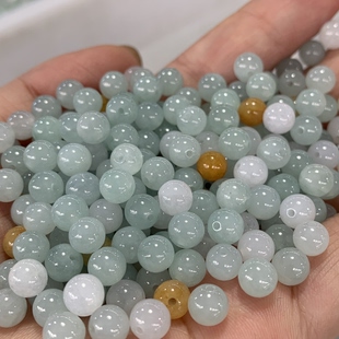6mm翡翠圆珠缅甸a冰糯种玉珠子diy配件饰品手链女项链毛衣链圆珠